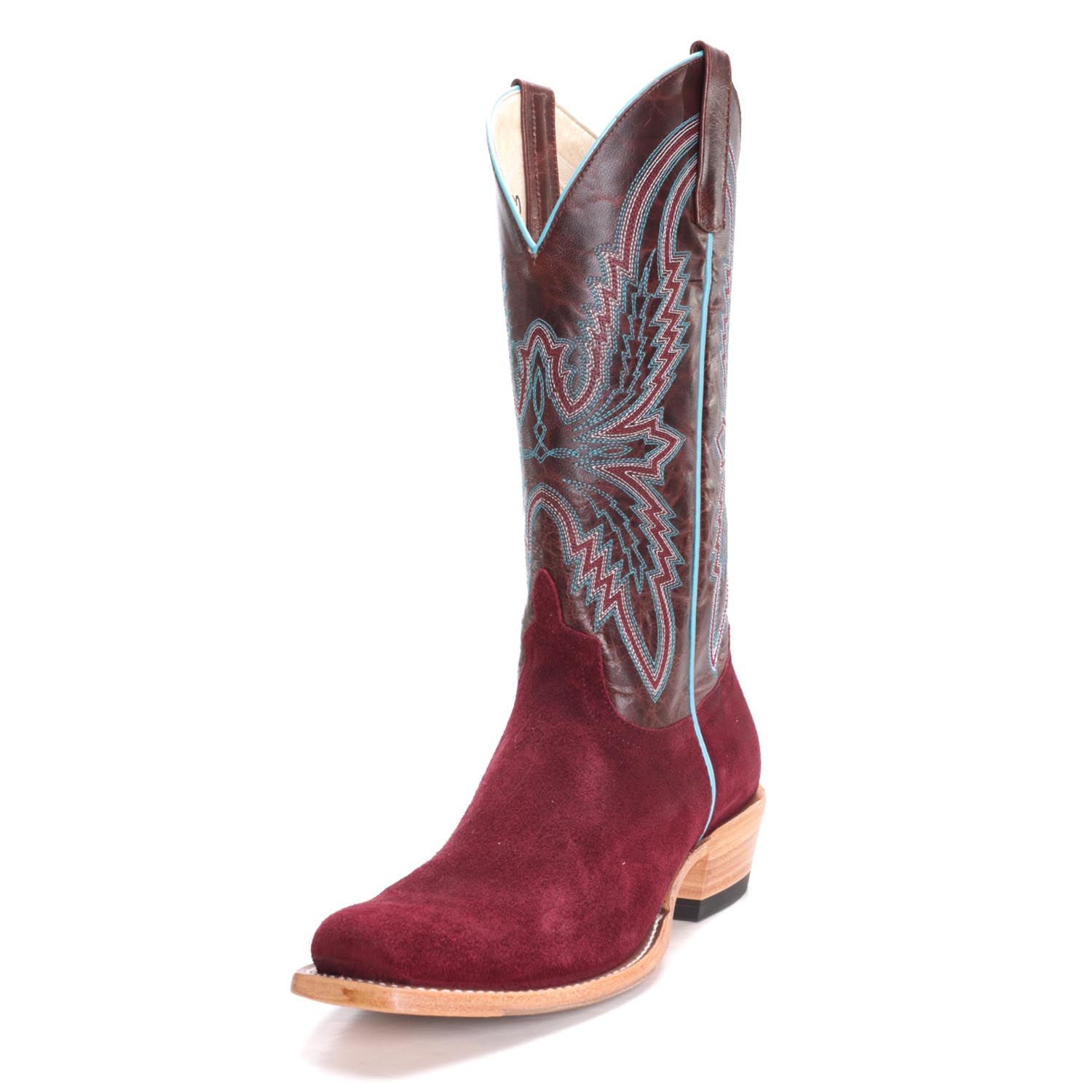 Macie Bean Women s Top Hand Burgundy Suede Western Boot Branded