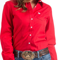 Cinch Women's Solid Red Western Button Down Shirt