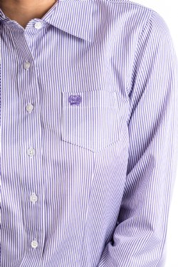 Cinch Women's Tencel Purple & White Pinstripe Western Button Down Shirt