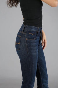 Kimes Ranch Women's Jennifer Dark Wash Ultra High Rise Flare Jean