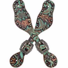 3D Brown and Turquoise Embossed Spur Straps