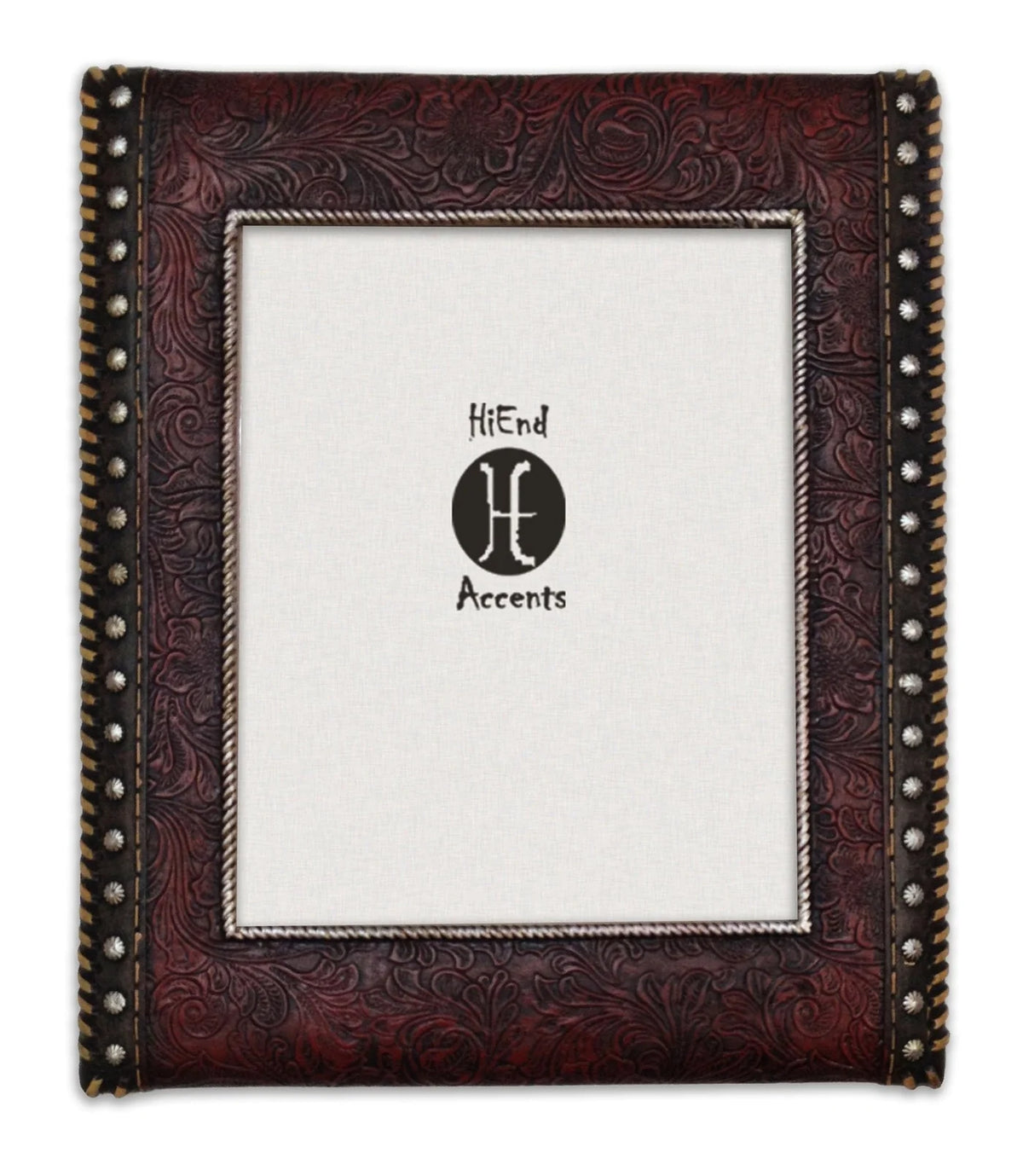 Studded-Side Tooled Leather Picture Frame