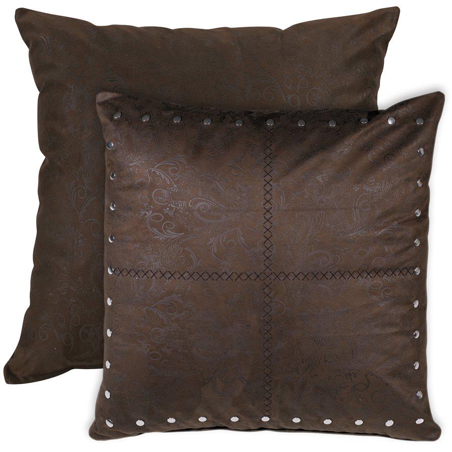 Tuscon Chocolate Studded Leather Euro Sham (Reversible)