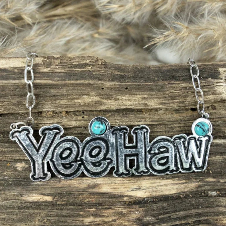 Silver and Turquoise Yee- Haw Necklace